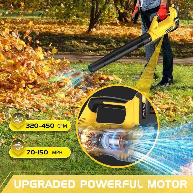 WOLFMEN Leaf Blower, Electric Cordless Leaf Blower with 2 Batteries and Charger, 2 Speed Mode, Lightweight Leaf Blowers for Blowing Leaves, Lawn Care, Patio Cleaning and Dust - Image 5